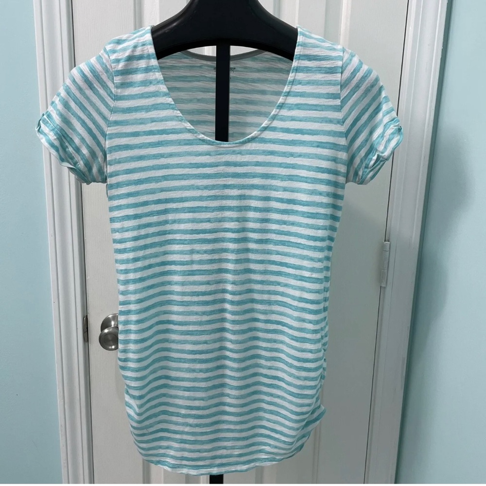 Motherhood Maternity Womens Blue White Striped T-shirt Size Large